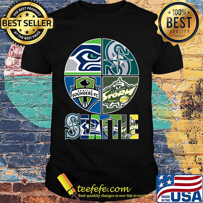 Seattle seahawks mariners beattle sounders fc logo shirt