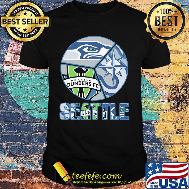 Seattle seahawks mariners seattle sounders fc storm logo shirt