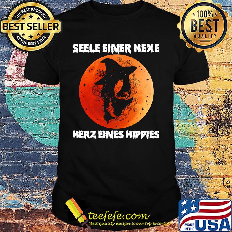 Seele einer hexe herz eines hippies moon witch halloween shirt