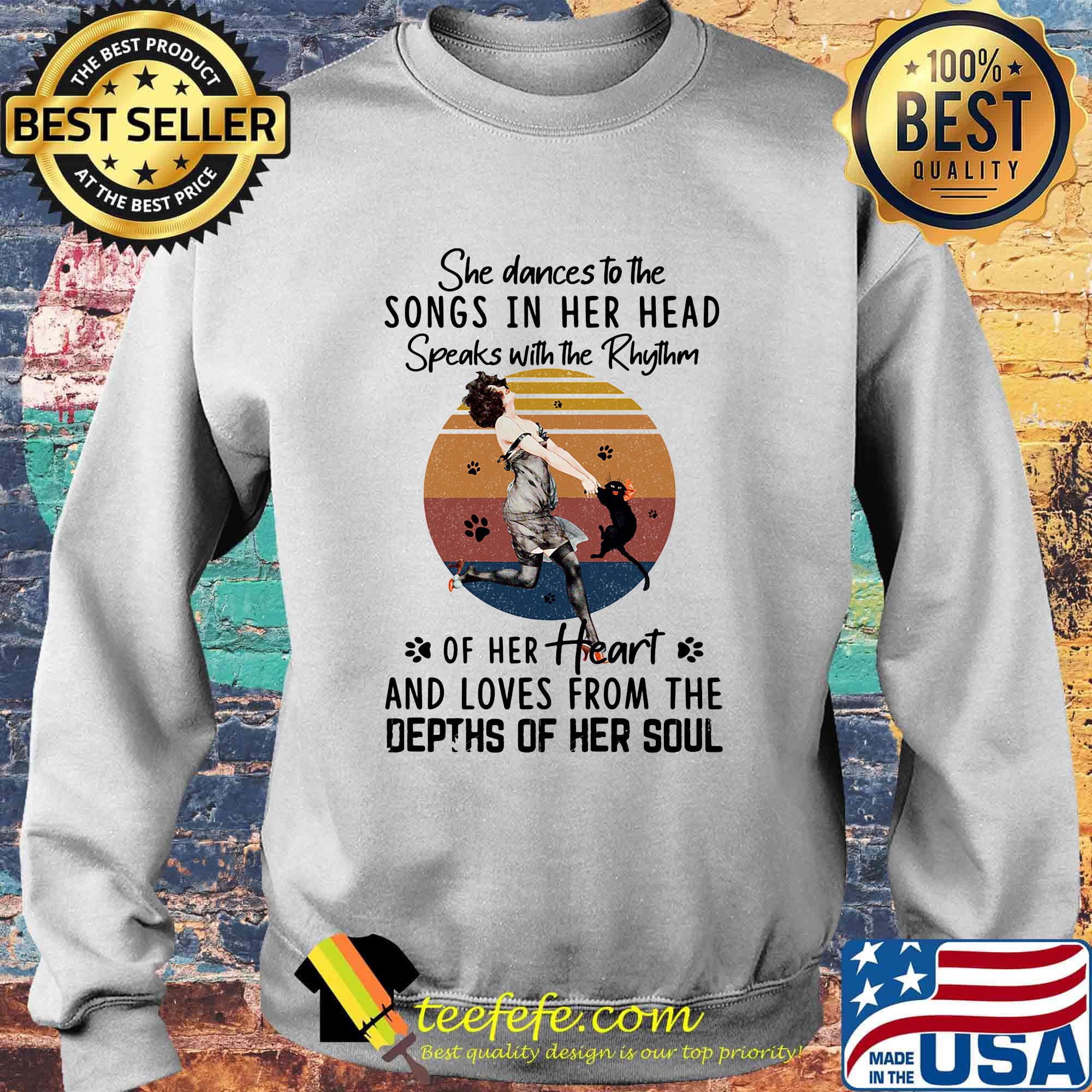 She dances to the songs in her head speaks with the rhythm of her heart and loves from the depths of her soul vintage retro s Sweater She dances to the songs in her head speaks with the rhythm of her heart and loves from the depths of her soul vintage retro s Sweater