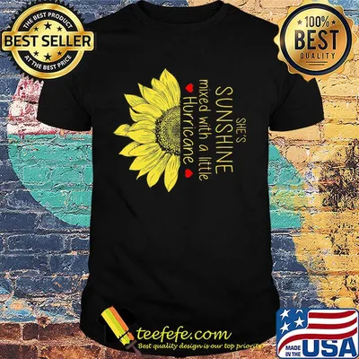 She's Sunshine Mixed With A Little Hurricane Sunflower Heart Shirt