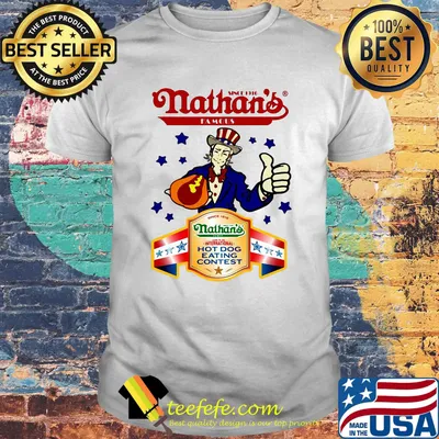 Since 1916 nathan's famous hot dog eating contets stars shirt