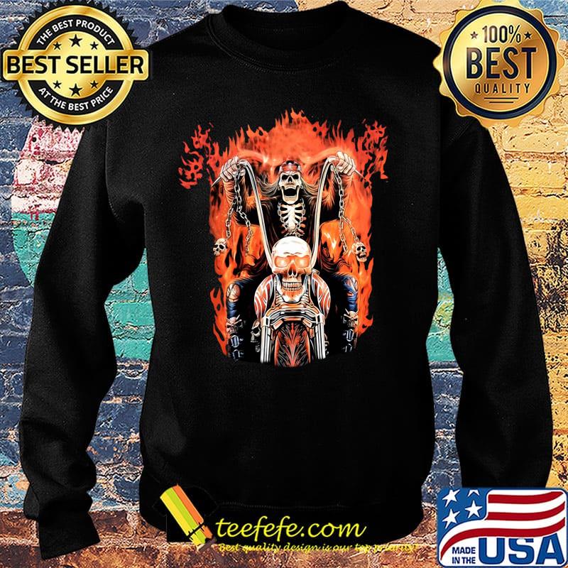 Skeleton death riding a motorcycle fire s Sweater Skeleton death riding a motorcycle fire s Sweater