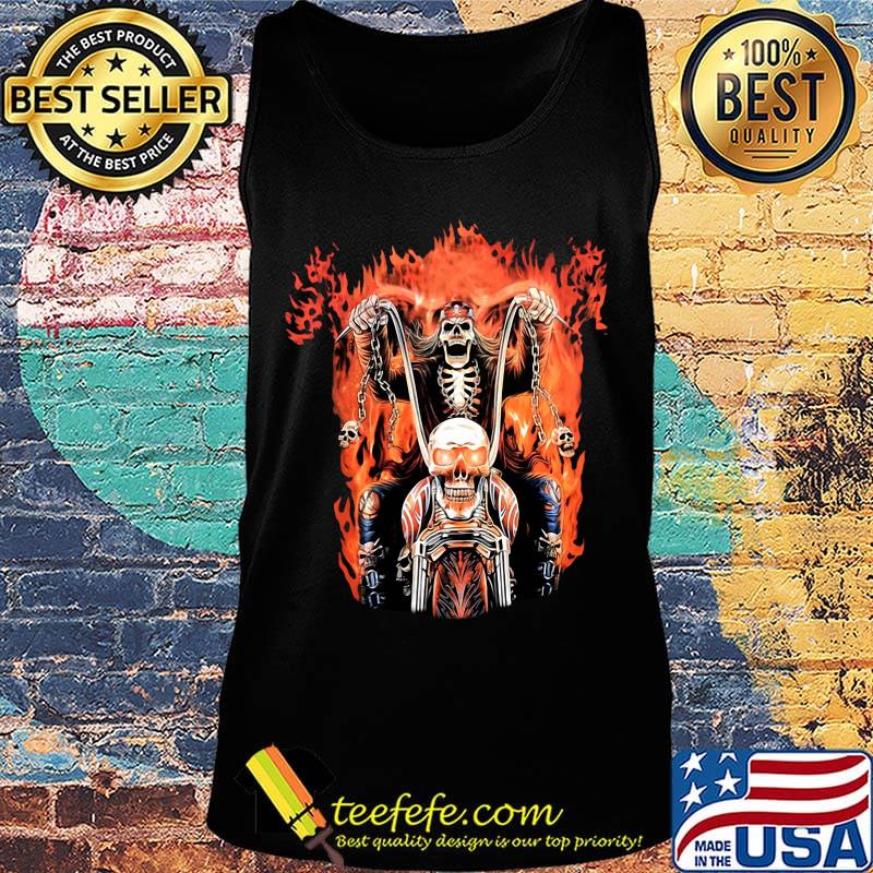 Skeleton death riding a motorcycle fire s Tank top Skeleton death riding a motorcycle fire s Tank top
