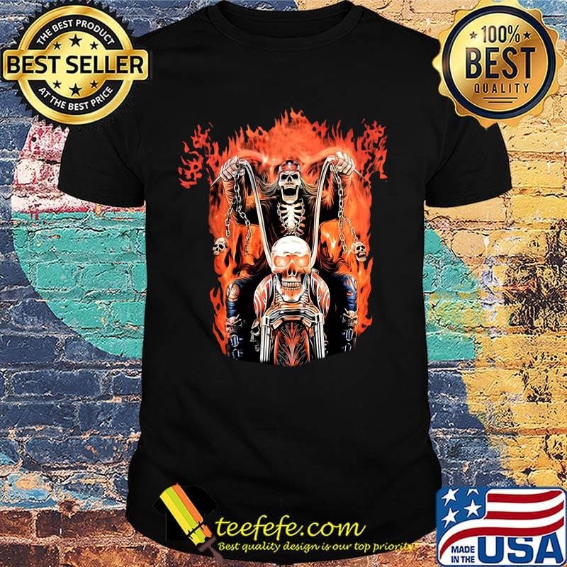 Skeleton death riding a motorcycle fire shirt Skeleton death riding a motorcycle fire shirt
