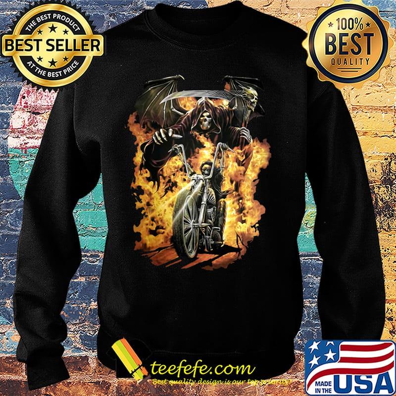 Skeleton death riding motorcycle fire s Sweater Skeleton death riding motorcycle fire s Sweater