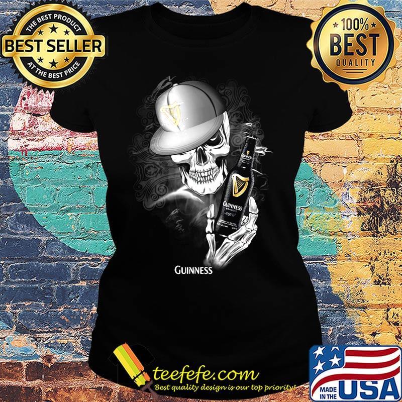 Skeleton holding guinness beer logo s Ladies tee Skeleton holding guinness beer logo s Ladies tee