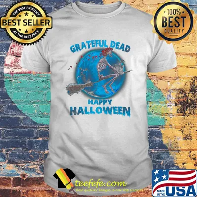 Skeleton witch grateful dead happy halloween shirt