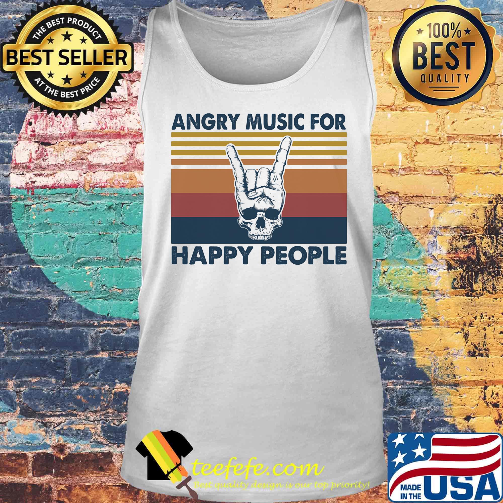 Skull angry music for happy people vintage retro s Tank top Skull angry music for happy people vintage retro s Tank top