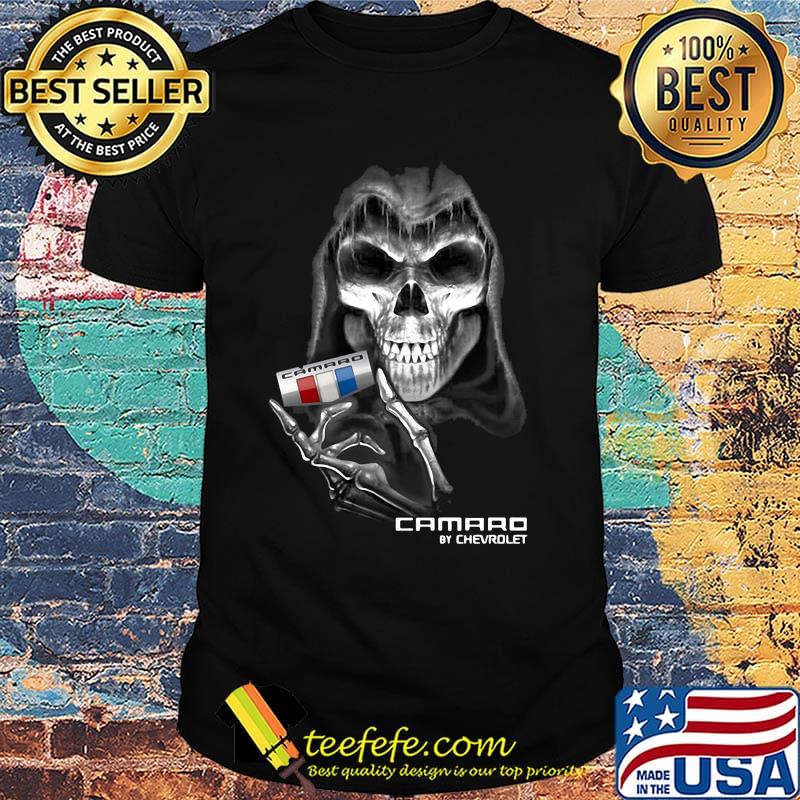 Skull camaro by chevrolet logo shirt