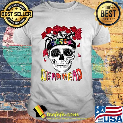 Skull grateful dead head bears rose shirt
