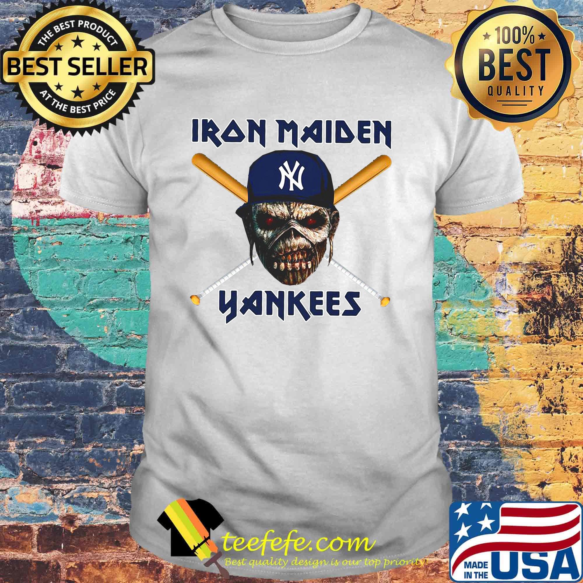 Skull iron maiden new york yankees baseball shirt