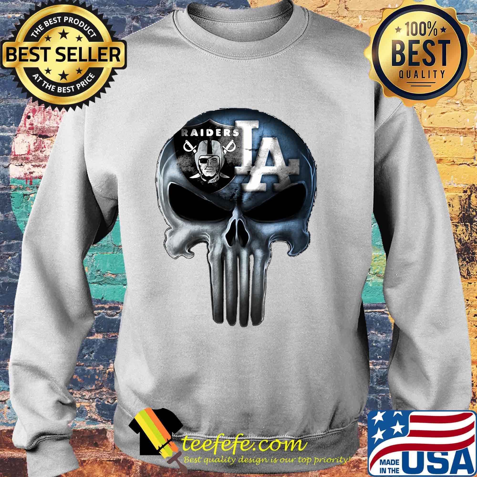 Skull los angeles raiders and los angeles dodgers s Sweater Skull los angeles raiders and los angeles dodgers s Sweater