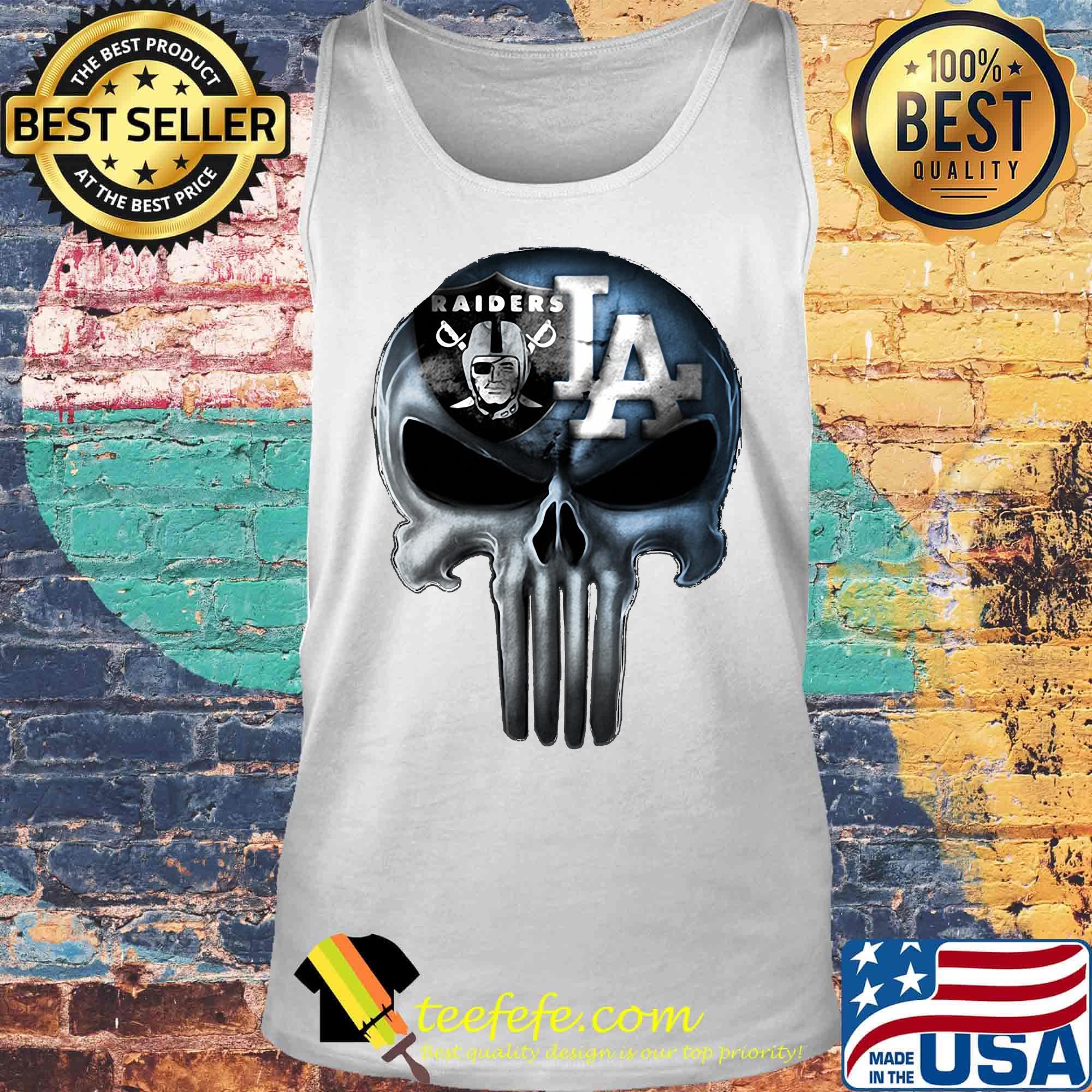 Skull los angeles raiders and los angeles dodgers s Tank top Skull los angeles raiders and los angeles dodgers s Tank top