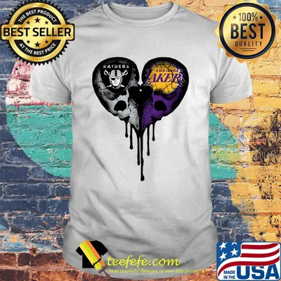 Skull los angeles raiders and los angeles lakers heart color shirt