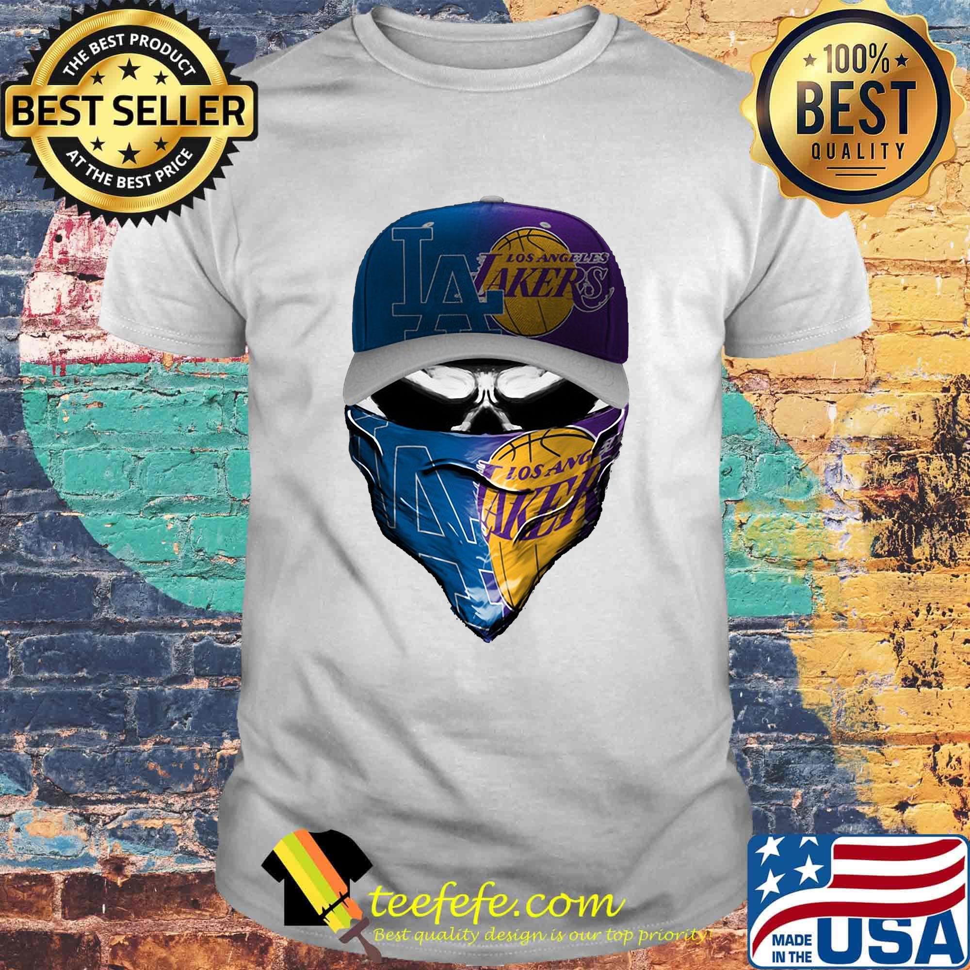 Skull mask los angeles dodgers and los angeles lakers shirt Skull mask los angeles dodgers and los angeles lakers shirt