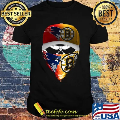 Skull new england patriots and boston bruins logo shirt