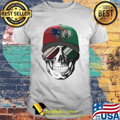 Skull new england patriots and boston celtics logo shirt