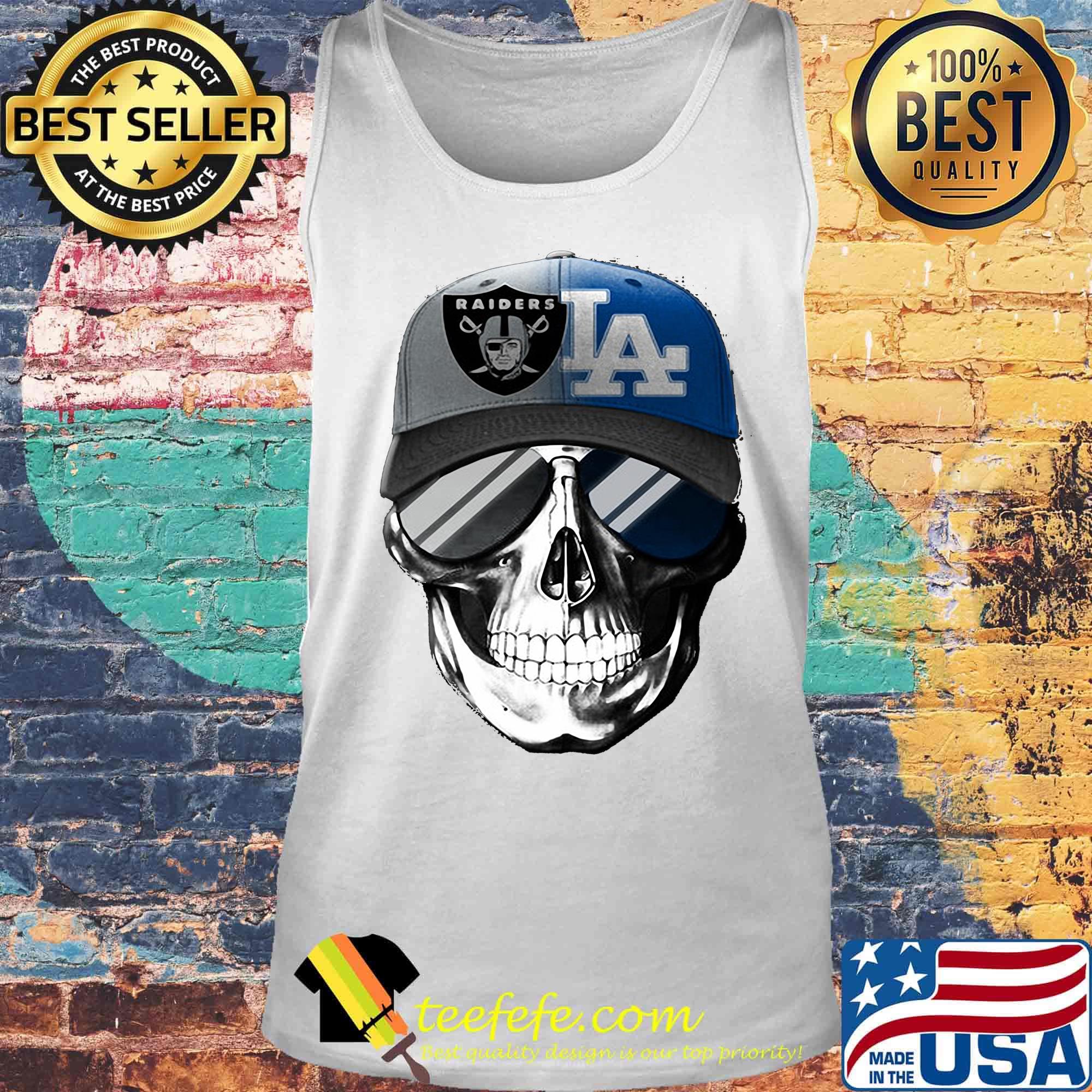 Skull smiling los angeles raiders and los angeles dodgers s Tank top Skull smiling los angeles raiders and los angeles dodgers s Tank top