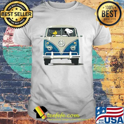 Snoopy and woodstock driving peace bus shirt
