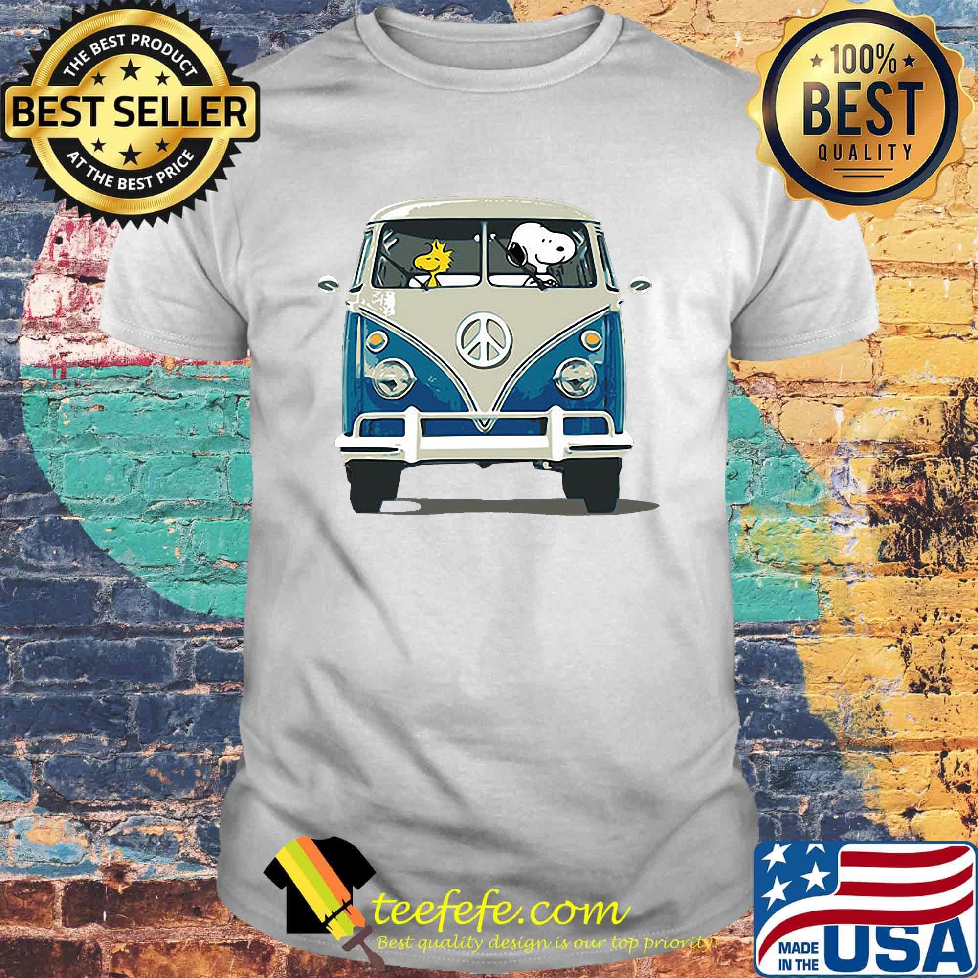 Snoopy and woodstock driving peace bus shirt Snoopy and woodstock driving peace bus shirt