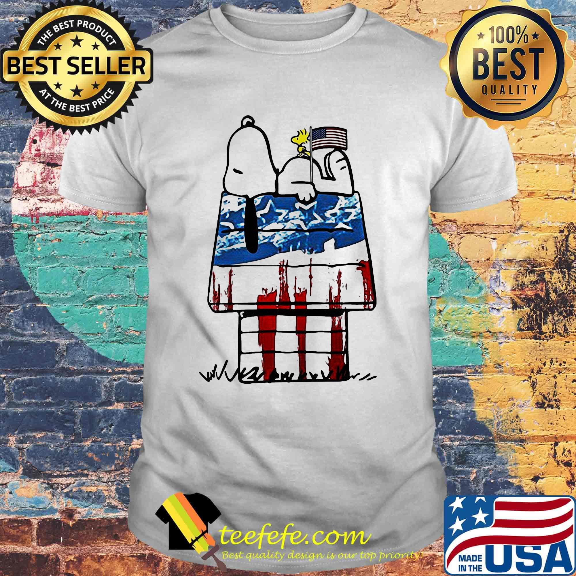 Snoopy and woodstock home american flag independence day shirt