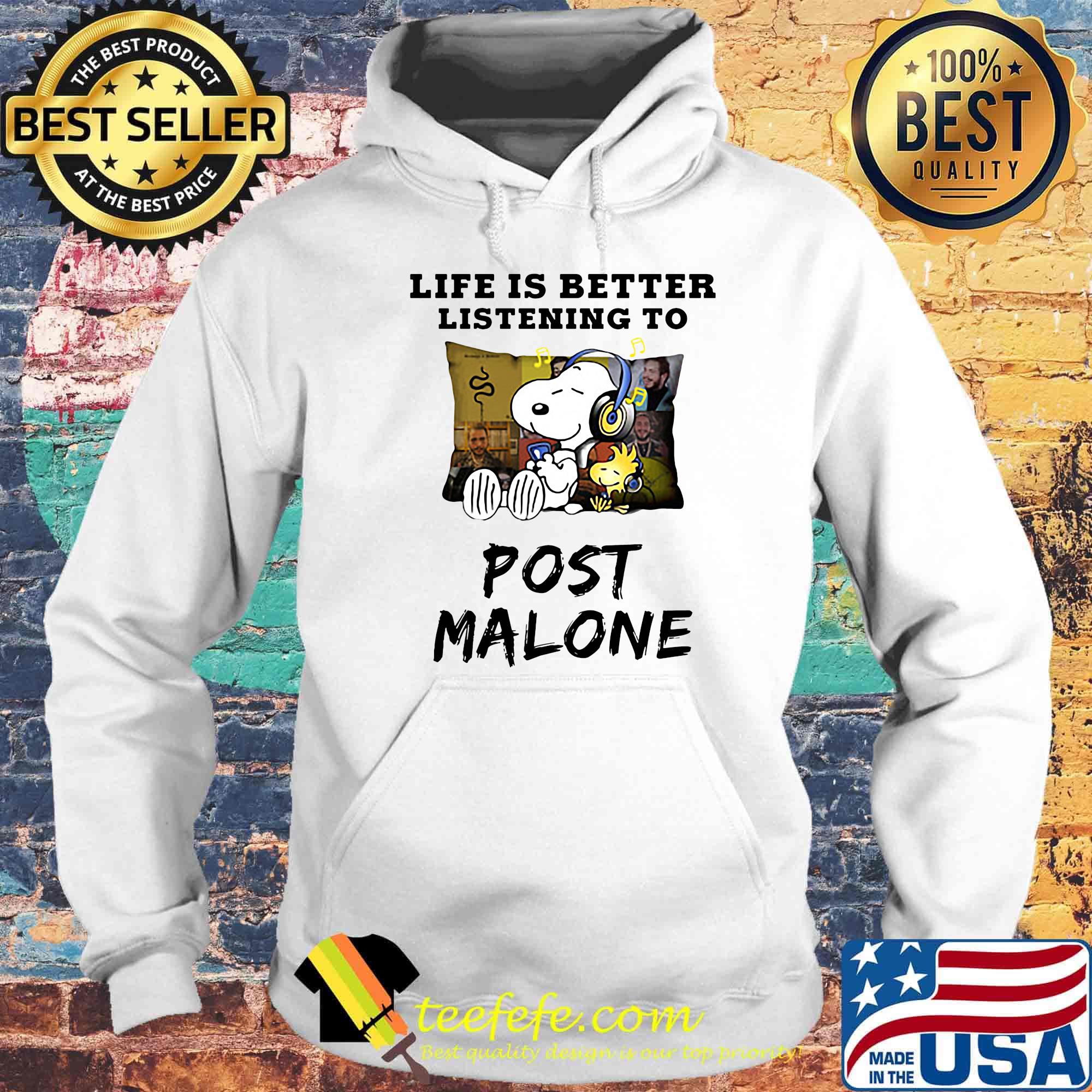 Snoopy and woodstock life is better listening to post malone s Hoodie Snoopy and woodstock life is better listening to post malone s Hoodie