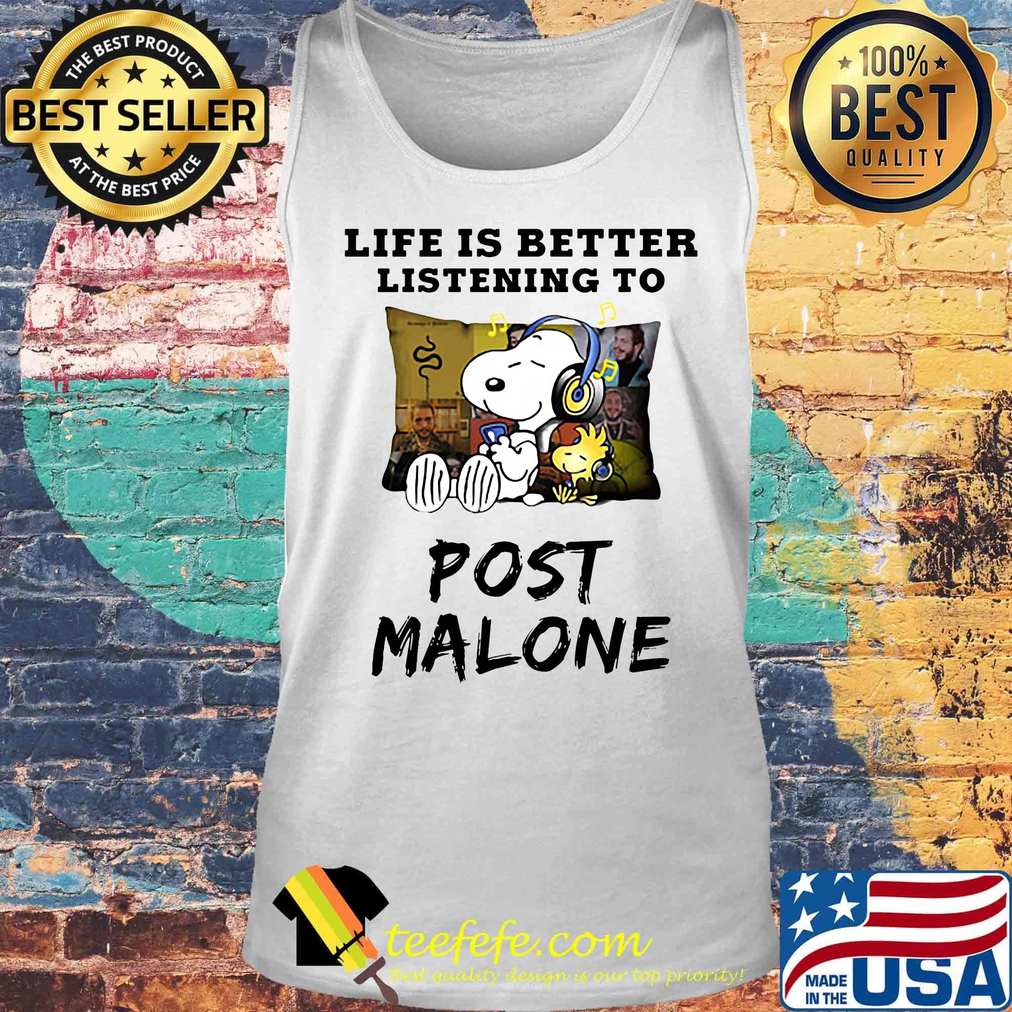 Snoopy and woodstock life is better listening to post malone s Tank top Snoopy and woodstock life is better listening to post malone s Tank top