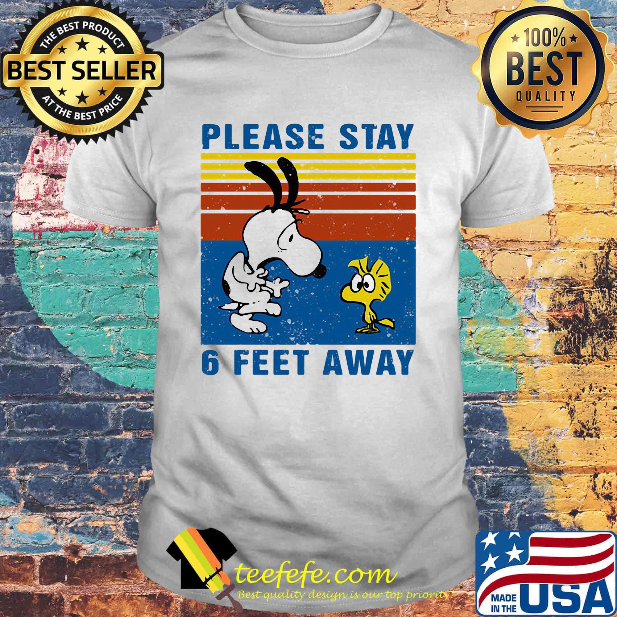 Snoopy and woodstock please stay 6 feet away vintage retro shirt