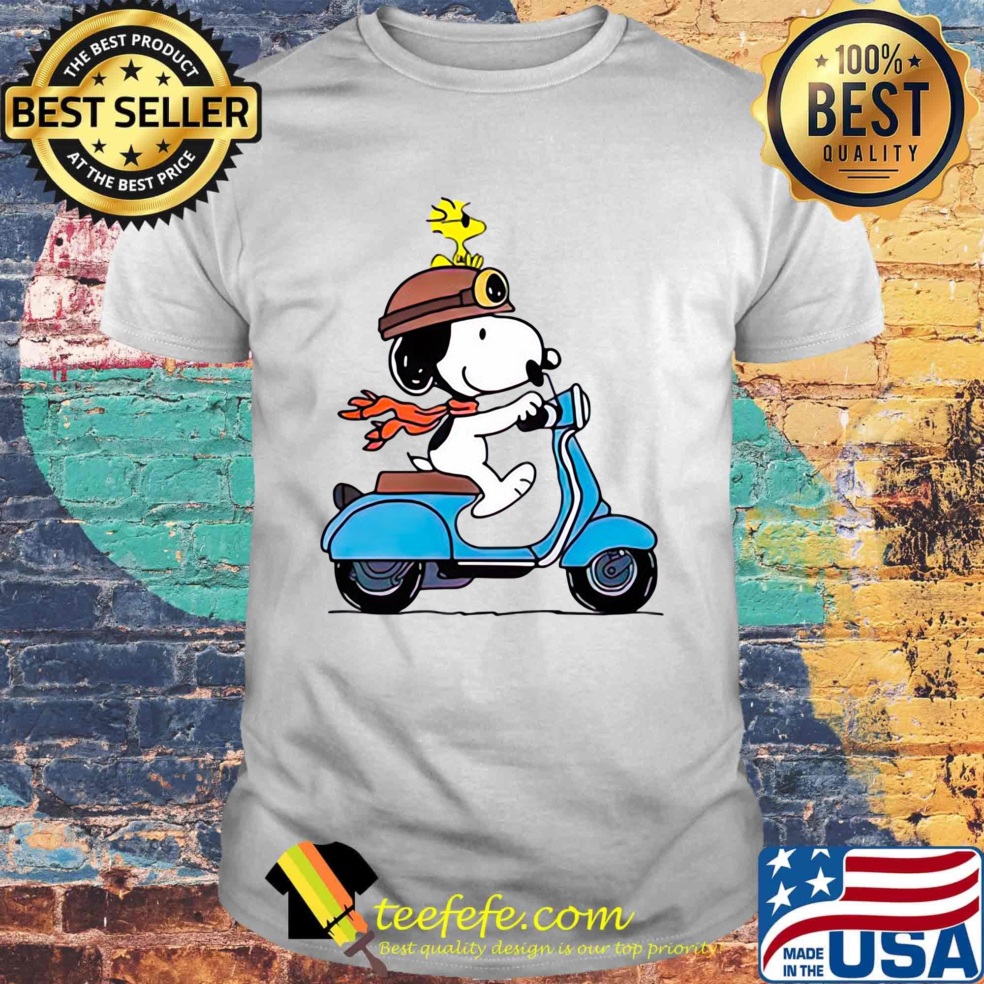 Snoopy and woodstock riding motorcycle shirt