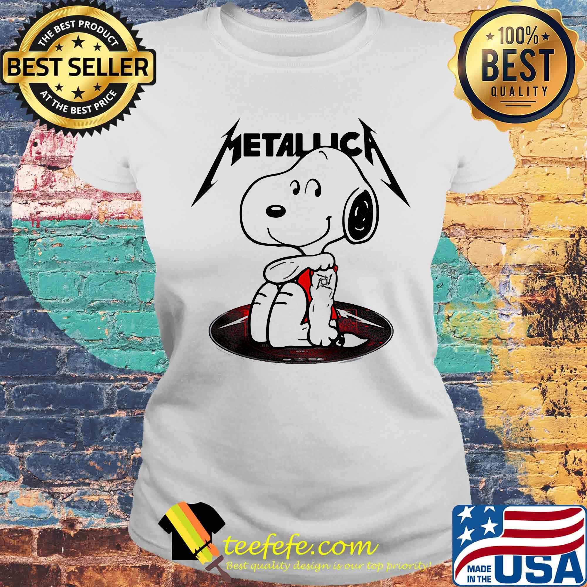 Snoopy cd metallica band s Laides tee Snoopy cd metallica band s Laides tee