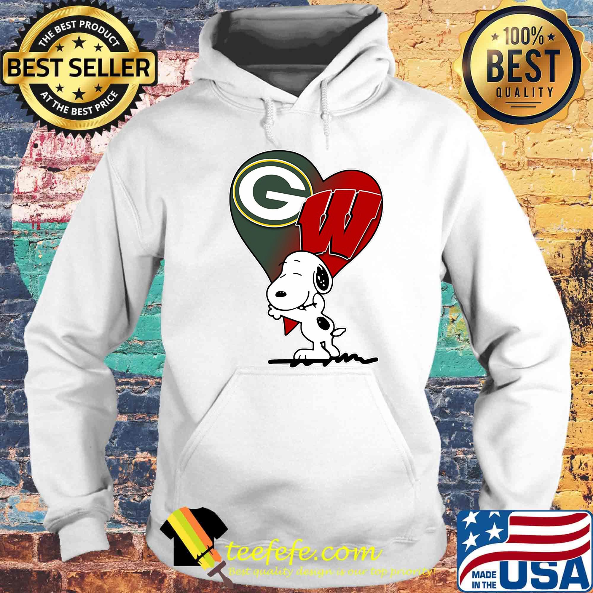 Snoopy heart green bay packers and wisconsin badgers s Hoodie Snoopy heart green bay packers and wisconsin badgers s Hoodie