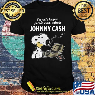 Snoopy i'm just a happier person when i listen to johnny cash shirt