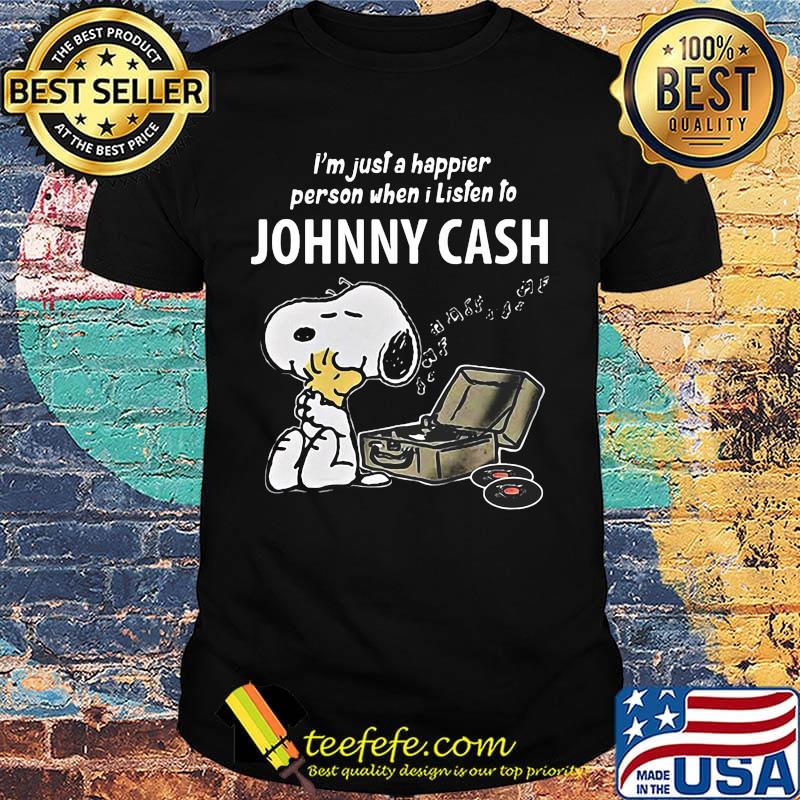 Snoopy i'm just a happier person when i listen to johnny cash shirt
