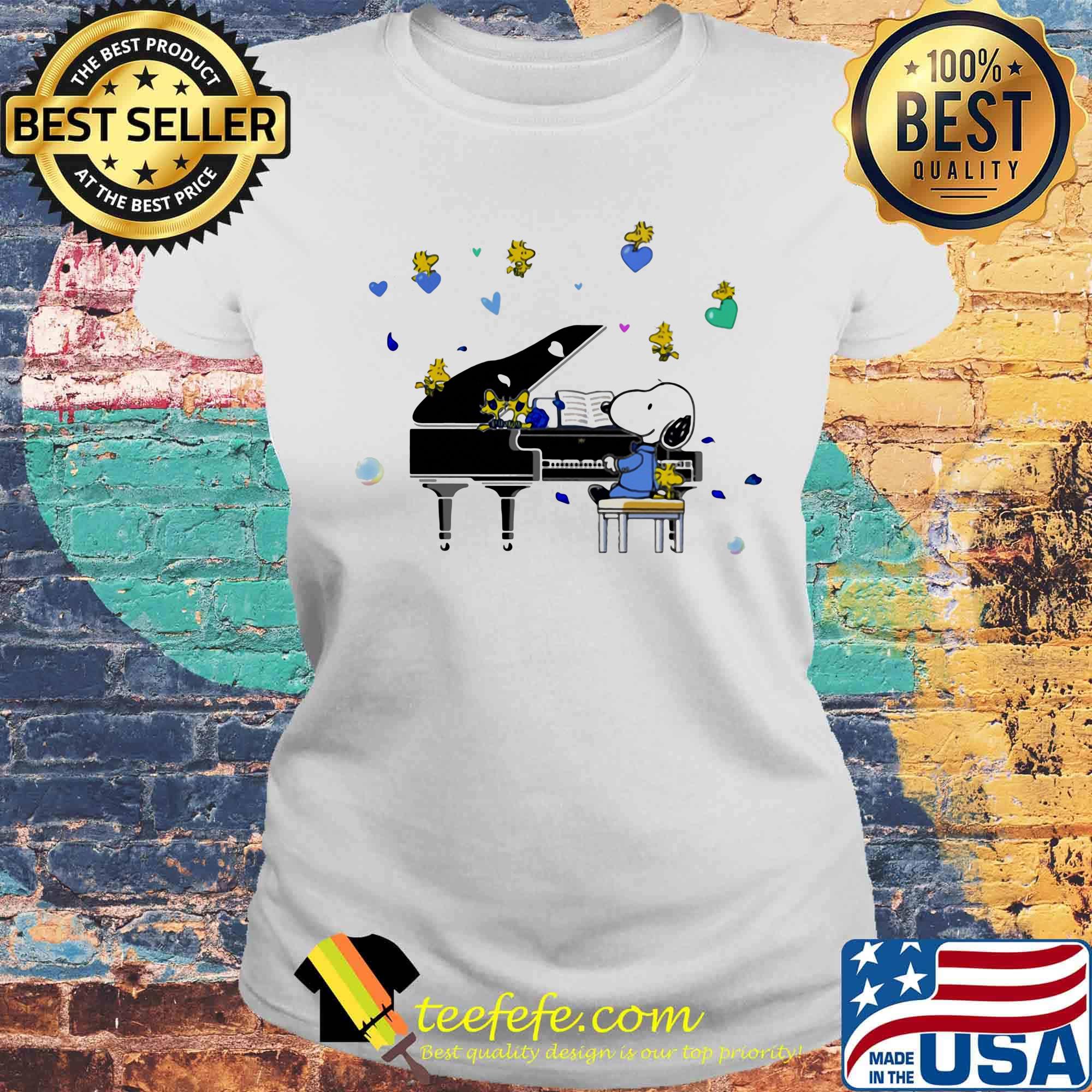 Snoopy playing piano woodstock hearts s Laides tee Snoopy playing piano woodstock hearts s Laides tee
