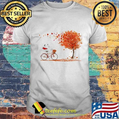 Snoopy riding bicycle maple leaves shirt