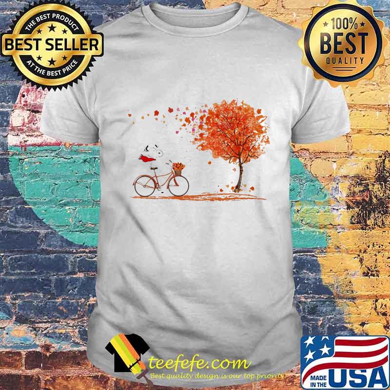 Snoopy riding bicycle maple leaves shirt Snoopy riding bicycle maple leaves shirt