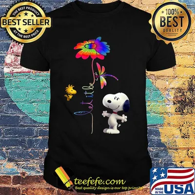 Snoopy woodstock and butterfly let it be flower shirt