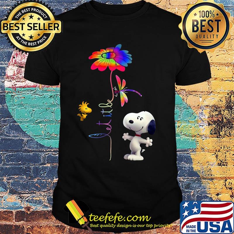 Snoopy woodstock and butterfly let it be flower shirt