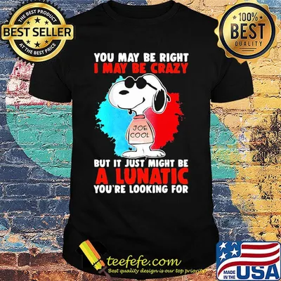 Snoopy you may be right i may be crazy but it just might be a lunatic you’re looking for shirt