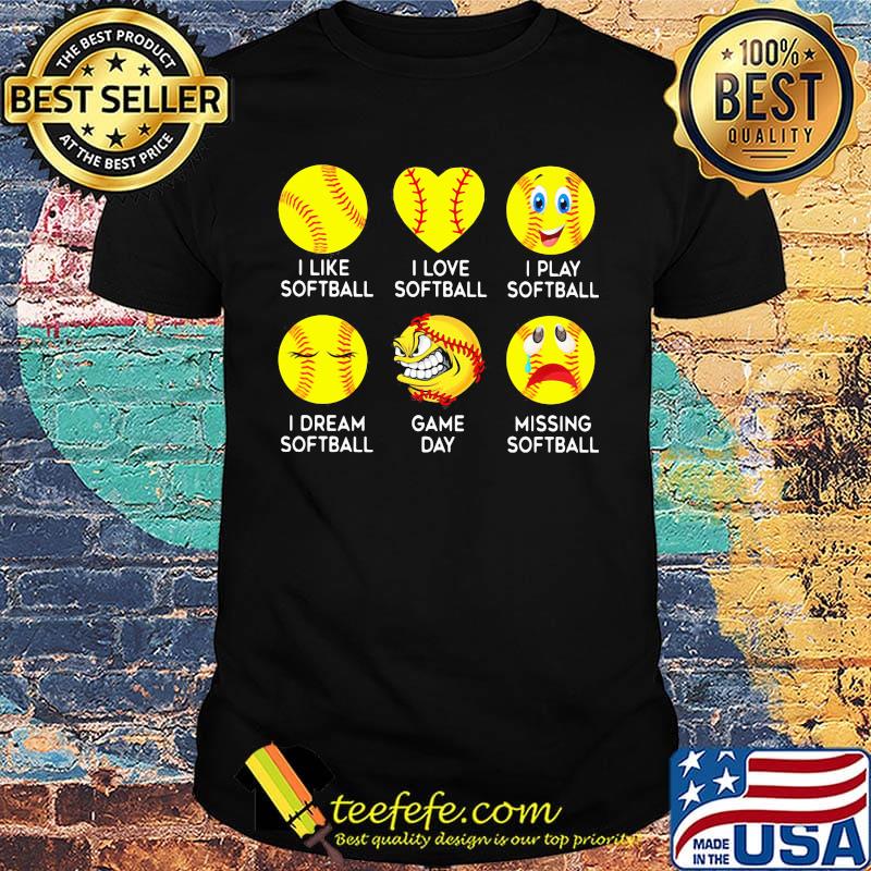 Softball Emoji I Like Softball Emoticon Social shirt