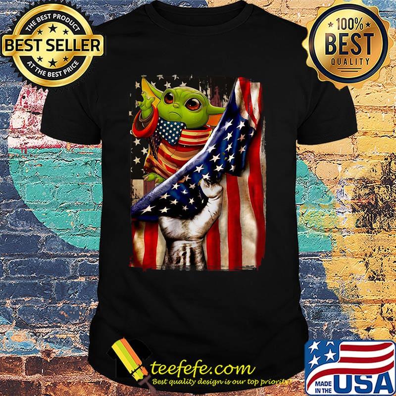 Star wars baby yoda american flag independence day shirt