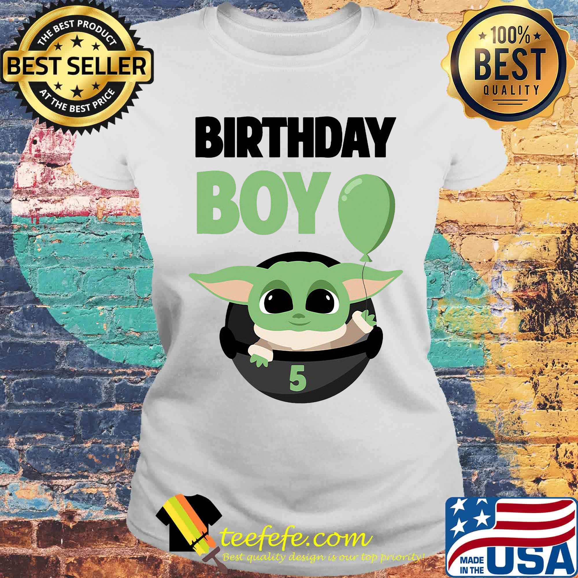 Star wars baby yoda birthday boy 5 balloon s Laides tee Star wars baby yoda birthday boy 5 balloon s Laides tee