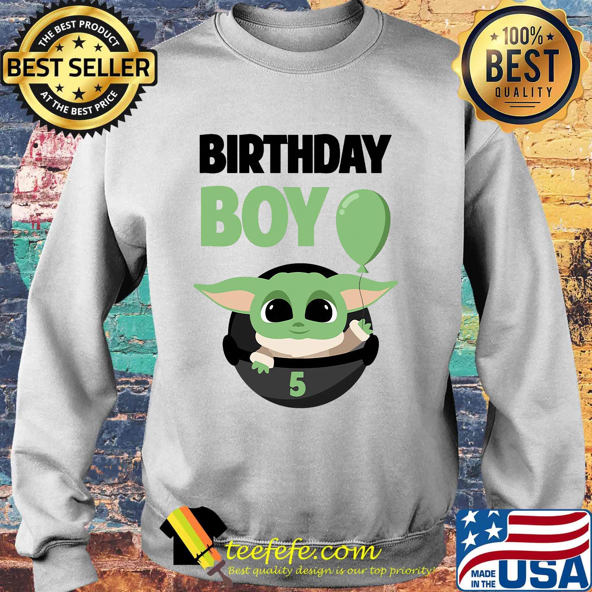 Star wars baby yoda birthday boy 5 balloon s Sweater Star wars baby yoda birthday boy 5 balloon s Sweater
