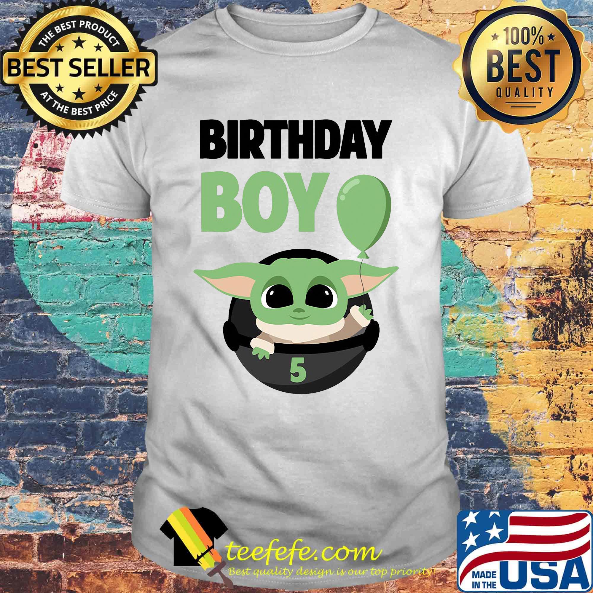 Star wars baby yoda birthday boy 5 balloon shirt Star wars baby yoda birthday boy 5 balloon shirt