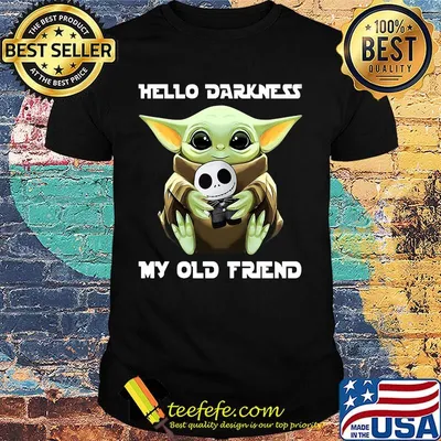 Star wars baby yoda hug jack skellington hello darkness my old friend shirt