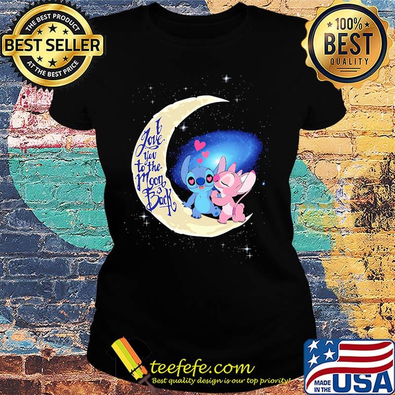 Stitch and angel i love you to the moon and back hearts s Ladies tee Stitch and angel i love you to the moon and back hearts s Ladies tee