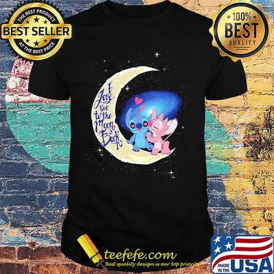 Stitch and angel i love you to the moon and back hearts shirt