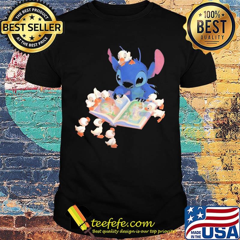 Stitch and ducks reading book shirt
