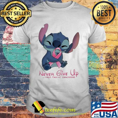 Stitch hug never give up breast cancer awareness shirt